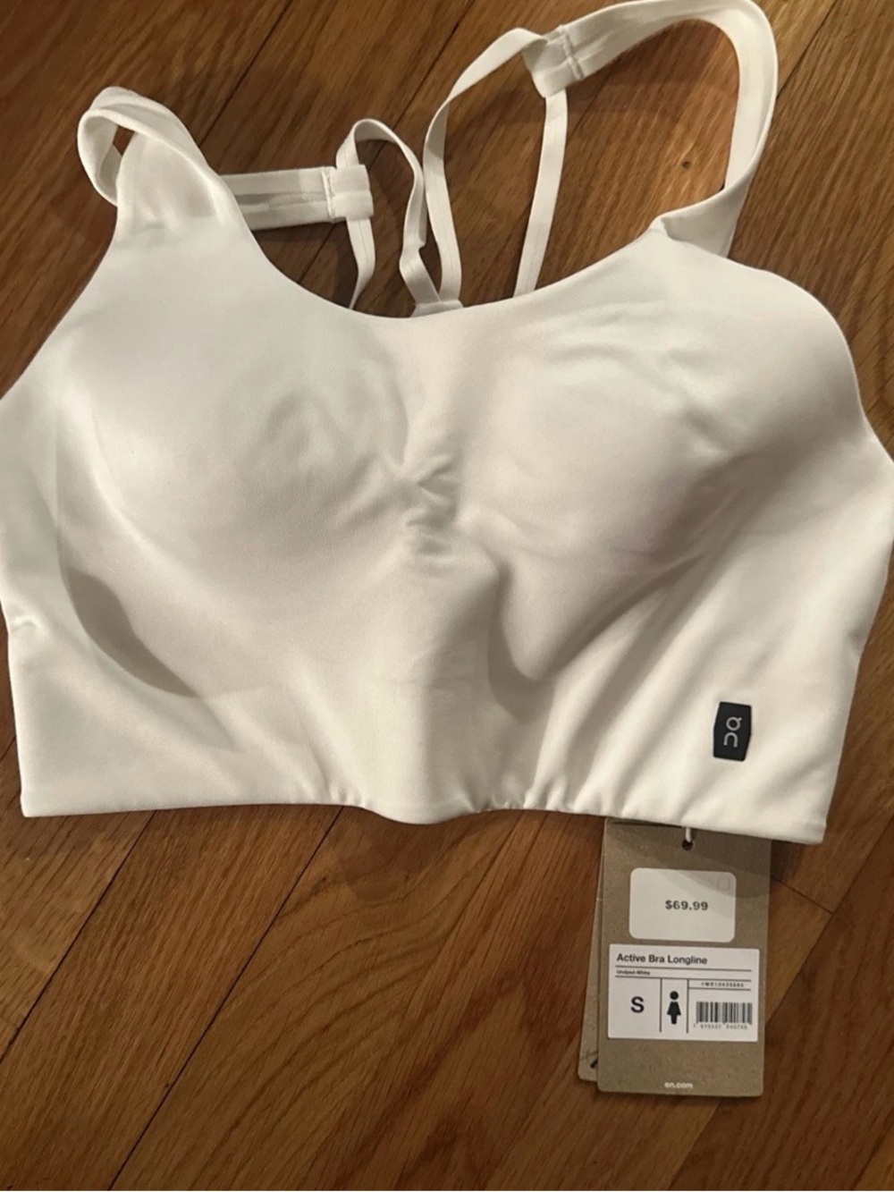 DC White Strappy Sports Bra with Logo Accent